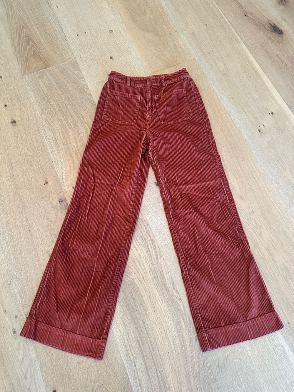 Ulla Johnson Rust Red Wide-Leg Corduroy Pants, like new, flattering fit